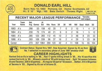 Donnie Hill  baseball card collectible - Main Image 2