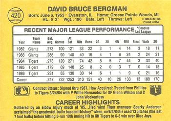 Dave Bergman  baseball card collectible - Main Image 2