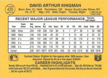 Dave Kingman  baseball card collectible - Main Image 2
