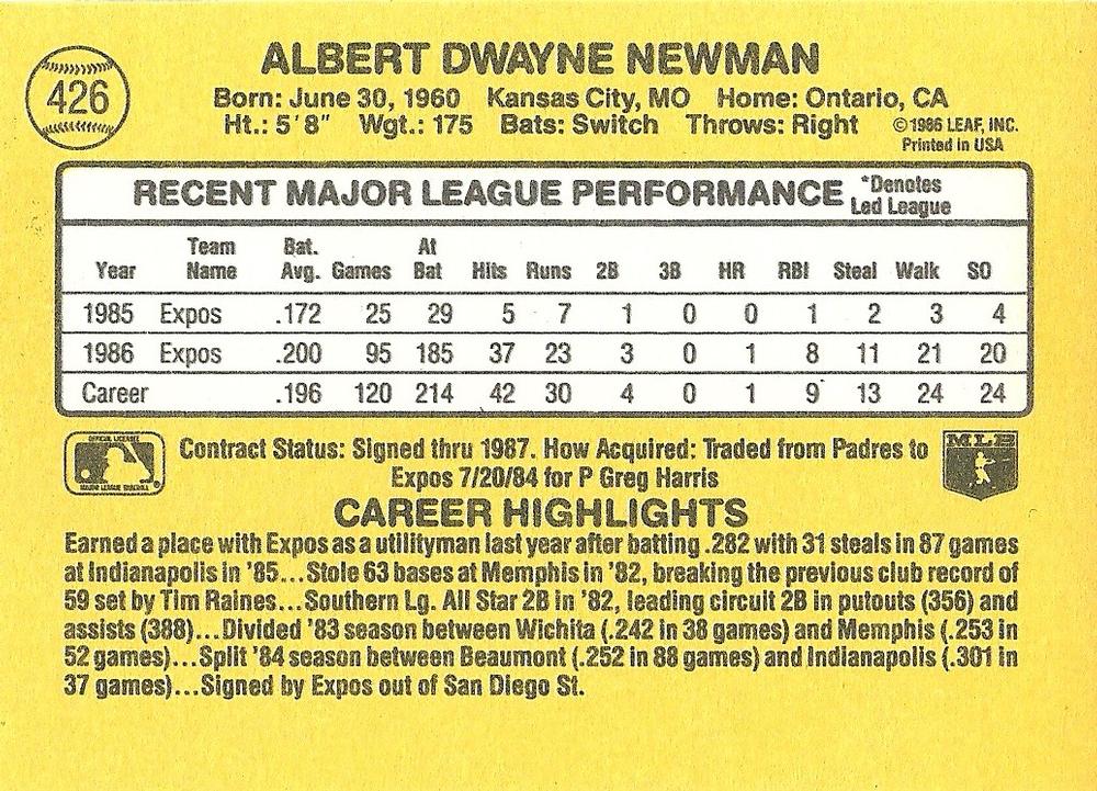 Al Newman  baseball card collectible - Main Image 2