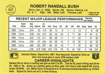 Randy Bush  baseball card collectible - Main Image 2