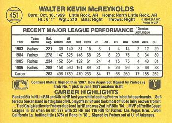 Kevin McReynolds  baseball card collectible - Main Image 2