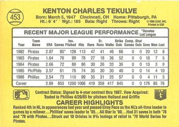 Kent Tekulve  baseball card collectible - Main Image 2