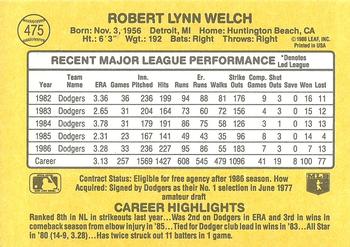 Bob Welch  baseball card collectible - Main Image 2