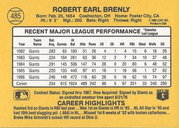 Bob Brenly  baseball card collectible - Main Image 2