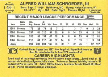 Bill Schroeder  baseball card collectible - Main Image 2