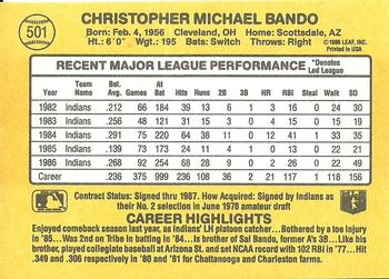 Chris Bando  baseball card collectible - Main Image 2