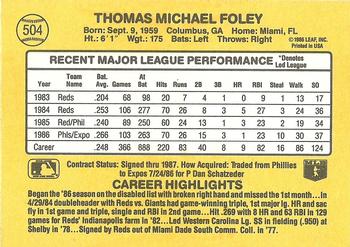Tom Foley  baseball card collectible - Main Image 2