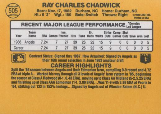 Ray Chadwick  baseball card collectible - Main Image 2