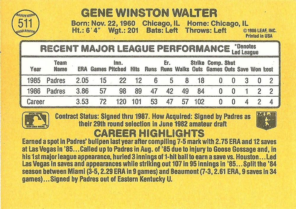 Gene Walter  baseball card collectible - Main Image 2