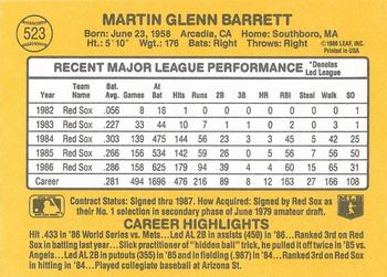 Marty Barrett  baseball card collectible - Main Image 2