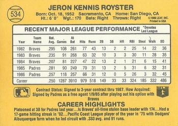 Jerry Royster  baseball card collectible - Main Image 2