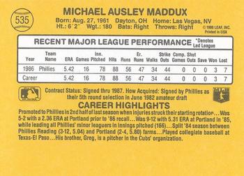 Mike Maddux  baseball card collectible - Main Image 2