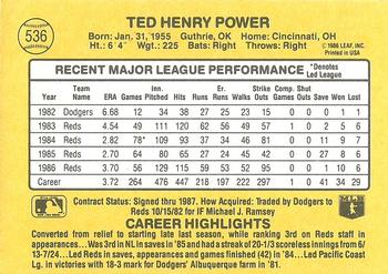 Ted Power  baseball card collectible - Main Image 2