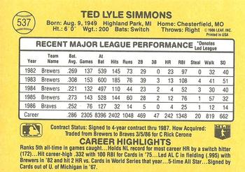 Ted Simmons  baseball card collectible - Main Image 2