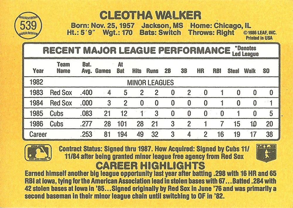 Chico Walker  baseball card collectible - Main Image 2