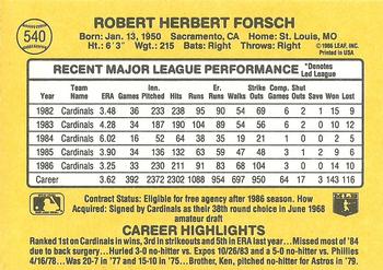 Bob Forsch  baseball card collectible - Main Image 2