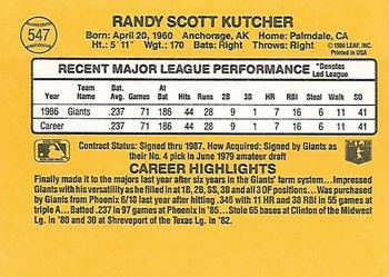 Randy Kutcher  baseball card collectible - Main Image 2