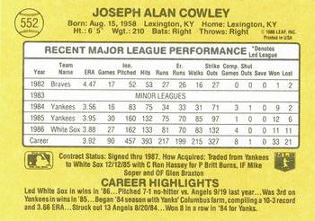 Joe Cowley  baseball card collectible - Main Image 2