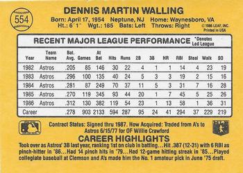 Denny Walling  baseball card collectible - Main Image 2