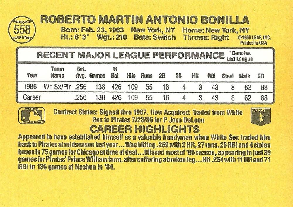 Bobby Bonilla  baseball card collectible - Main Image 2