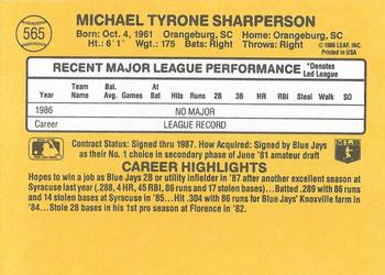 Mike Sharperson  baseball card collectible - Main Image 2