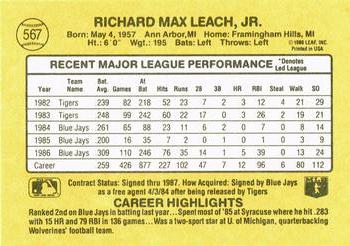 Rick Leach  baseball card collectible - Main Image 2