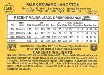 Mark Langston  baseball card collectible - Main Image 2