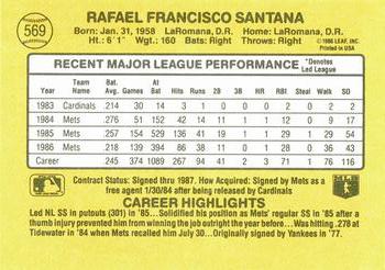 Rafael Santana  baseball card collectible - Main Image 2