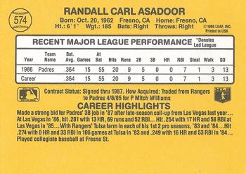 Randy Asadoor  baseball card collectible - Main Image 2