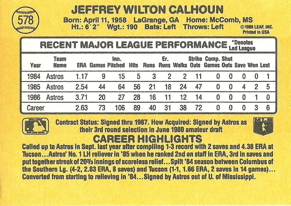 Jeff Calhoun  baseball card collectible - Main Image 2