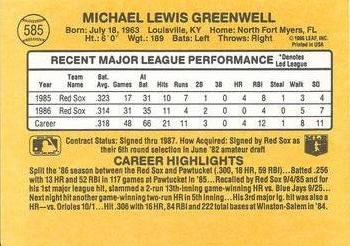 Mike Greenwell  baseball card collectible - Main Image 2