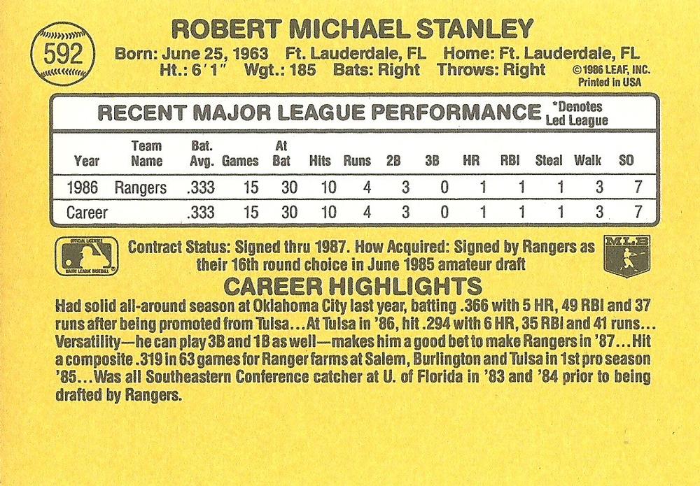 Mike Stanley  baseball card collectible - Main Image 2