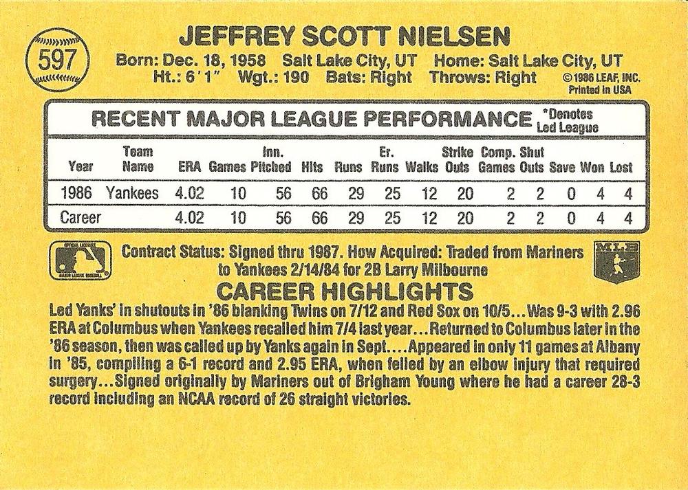Scott Nielsen  baseball card collectible - Main Image 2