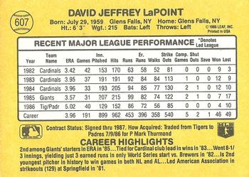 Dave LaPoint  baseball card collectible - Main Image 2