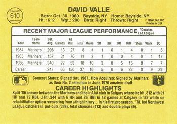 Dave Valle  baseball card collectible - Main Image 2