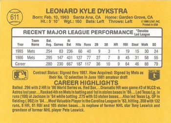 Len Dykstra  baseball card collectible - Main Image 2