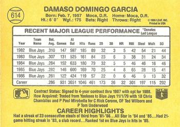 Damaso Garcia  baseball card collectible - Main Image 2