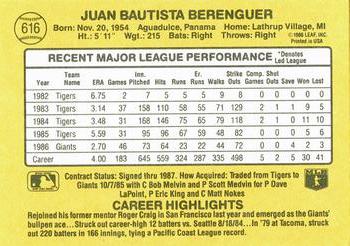 Juan Berenguer  baseball card collectible - Main Image 2