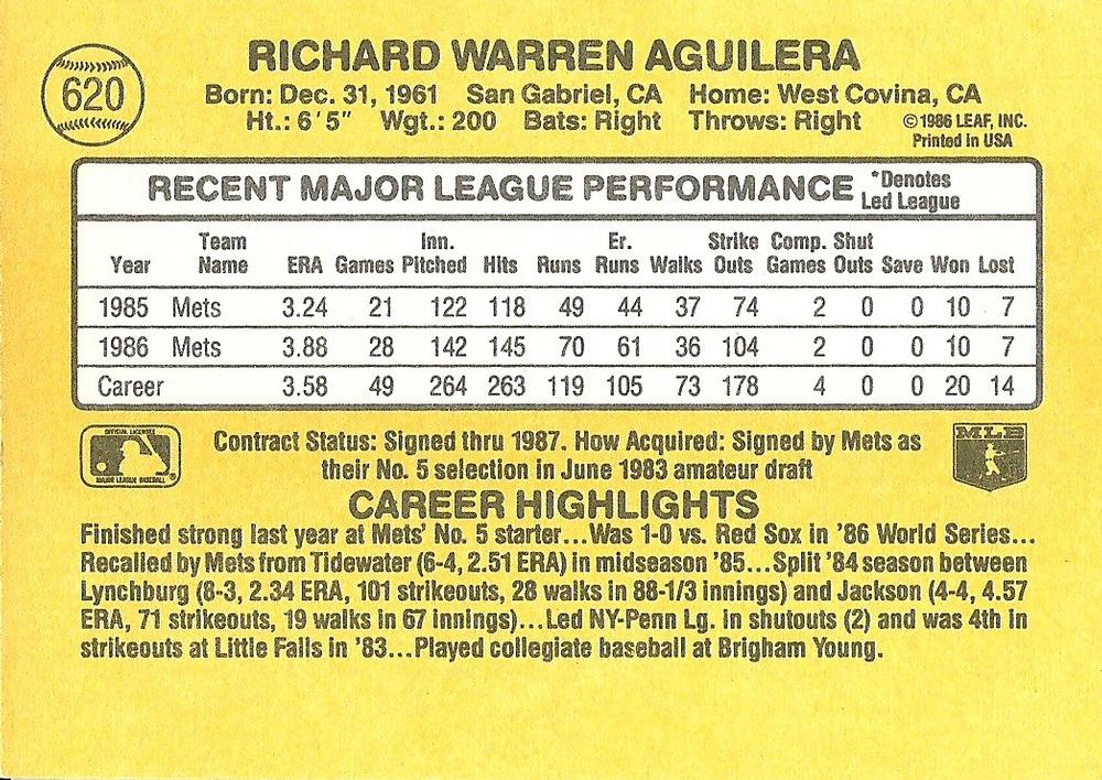 Rick Aguilera  baseball card collectible - Main Image 2