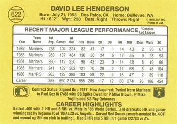 Dave Henderson  baseball card collectible - Main Image 2