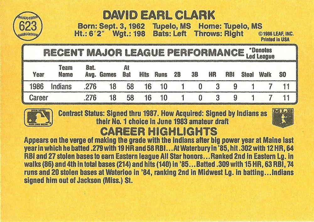 Dave Clark  baseball card collectible - Main Image 2