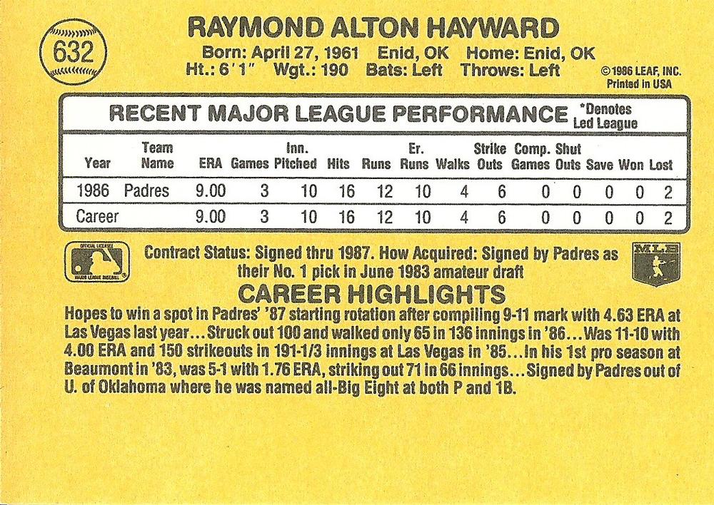 Ray Hayward  baseball card collectible - Main Image 2