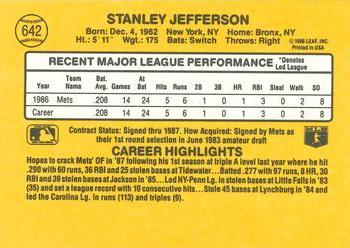 Stan Jefferson  baseball card collectible - Main Image 2