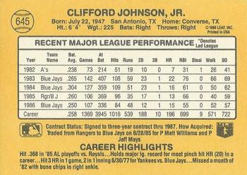 Cliff Johnson  baseball card collectible - Main Image 2