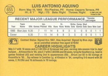 Luis Aquino  baseball card collectible - Main Image 2