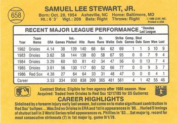 Sammy Stewart  baseball card collectible - Main Image 2