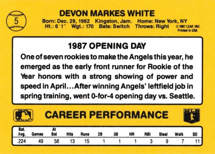 Devon White  baseball card collectible - Main Image 2