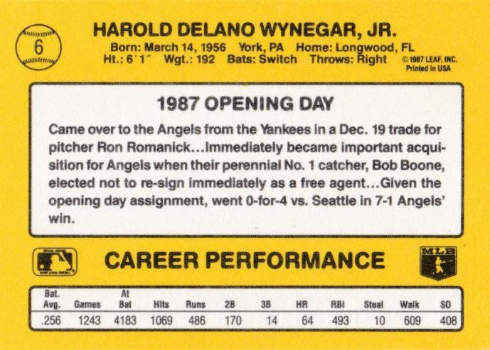 Butch Wynegar  baseball card collectible - Main Image 2