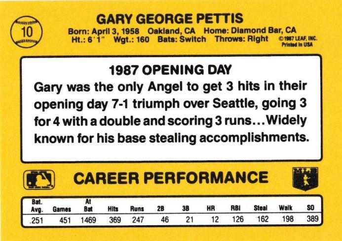 Gary Pettis  baseball card collectible - Main Image 2